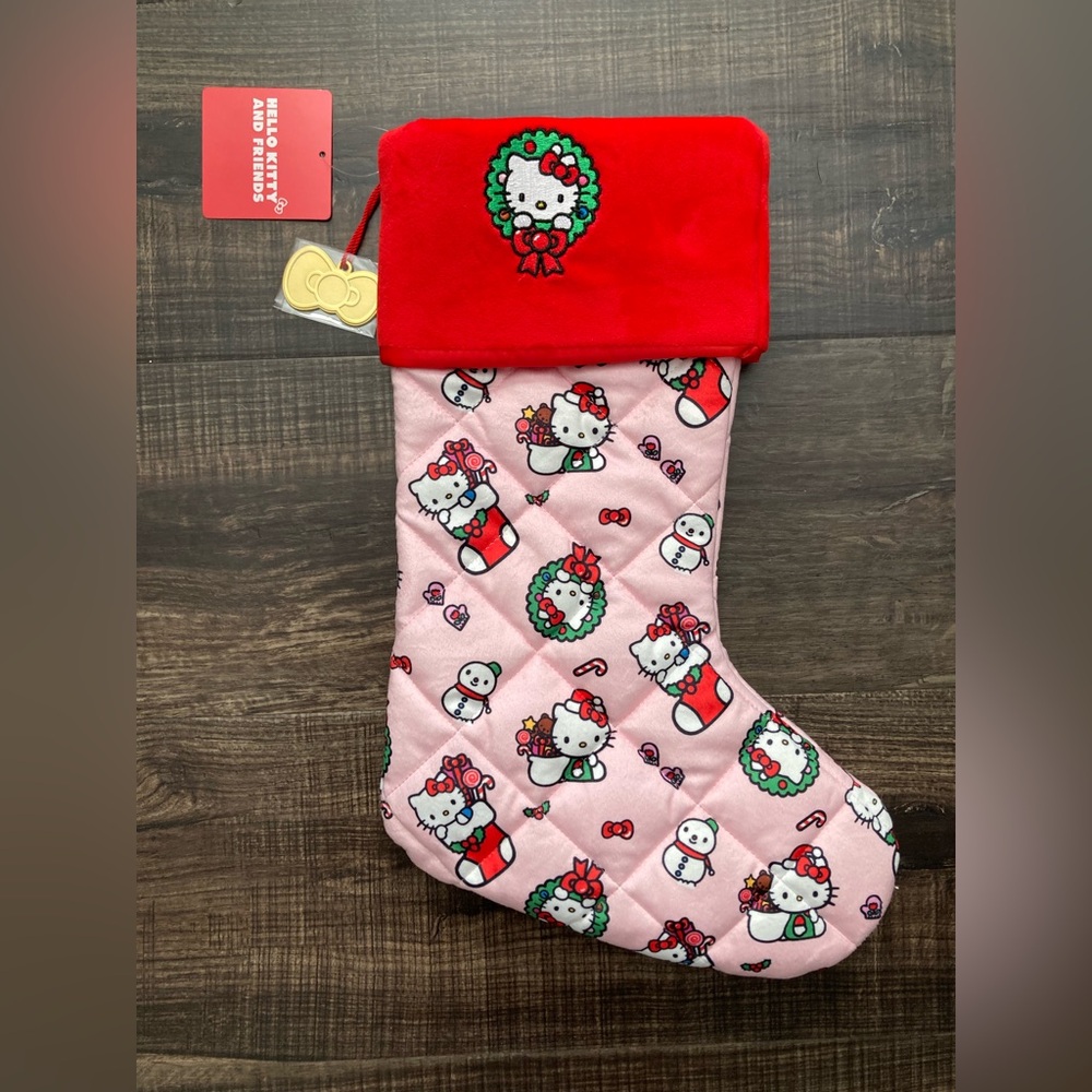 Universal Studios 2025 Hello Kitty Christmas Stocking w/ Bow Charm Pink & Red